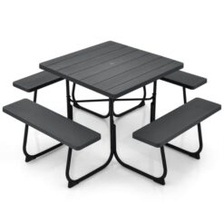 BABOOM 35-in Black Resin Square Picnic Table