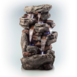 Alpine Corporation 52-in H Resin Electric Powered Tiered Outdoor Fountain Pump Included