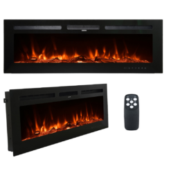 Mondawe 50-in W Black Wall mount Fan-forced Electric Fireplace with Remote Control Included