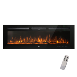 Clihome 60-in W Black Wall mount Fan-forced Electric Fireplace with Remote Control Included