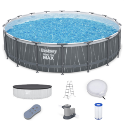 Bestway Steel Pro MAX 18 Feet x 48 Inches Round Above Ground Pool Set w/LED Light and Remote