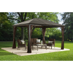 Sojag 10-ft x 12-ft Sumatra Brown Gazebo with Hardtop Roof (Screen Included)