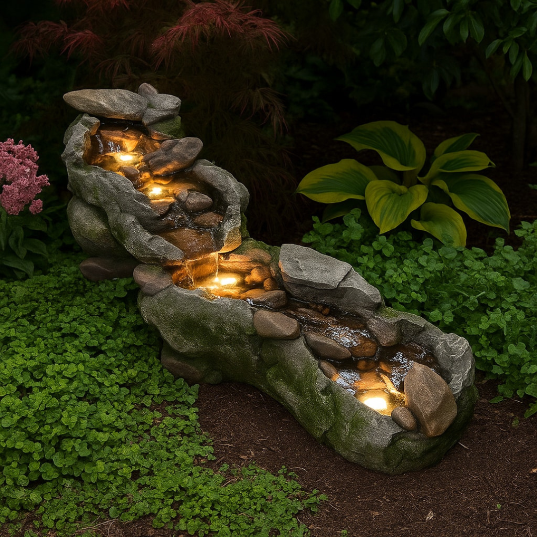 Teamson Home 20.5-in H Resin Electric Powered Rock Outdoor Fountain Pump Included