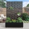 Wooakway 2-pc 6 ft. Hx 4 ft. W Raised Garden Bed Metal Planter Box with Trellis Wheels Privacy Screen Elevated Planter - Black