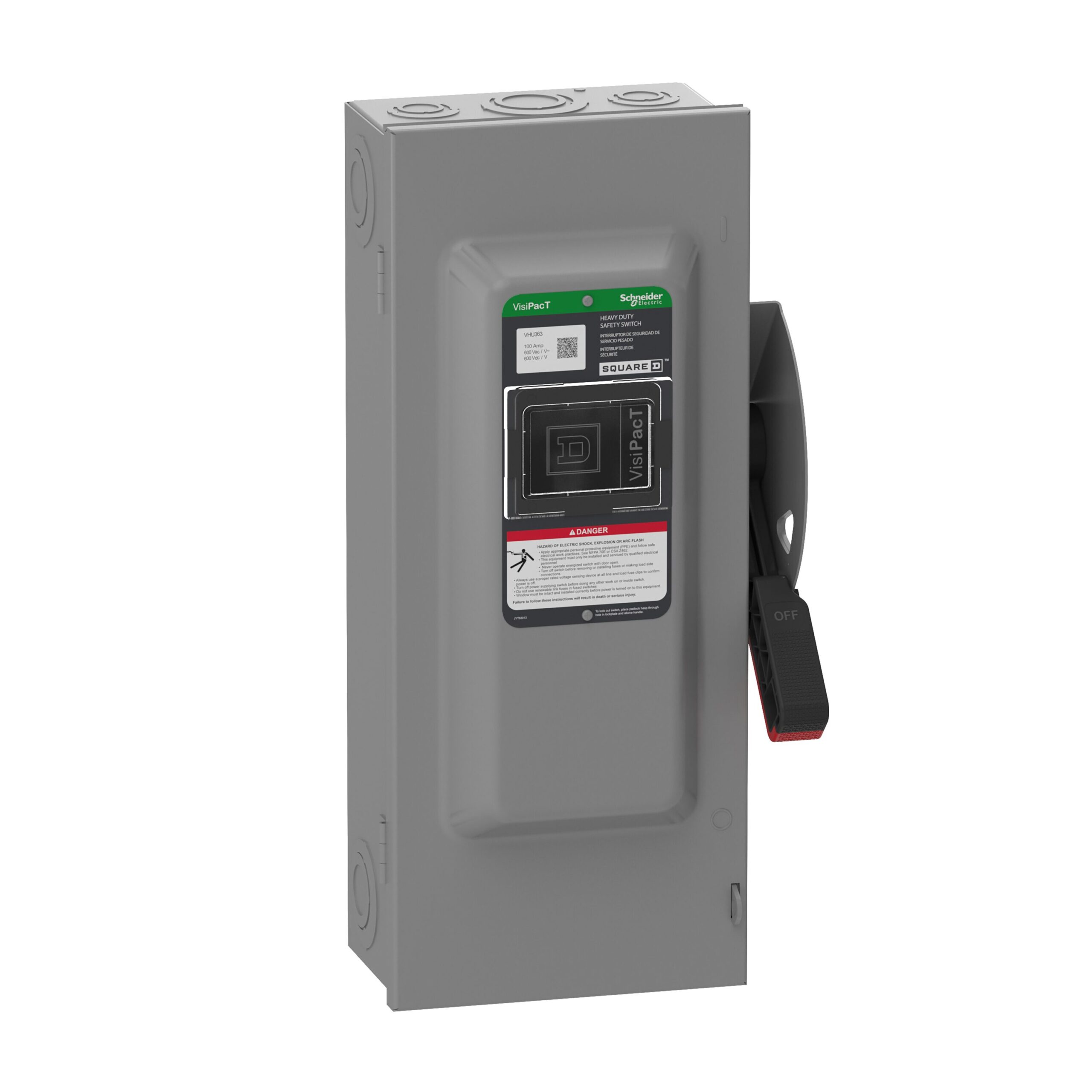 Square D VisiPacT 100 Amp Single phase/3-phase (600V) Non-fusible Indoor Heavy-duty Safety Switch Disconnect