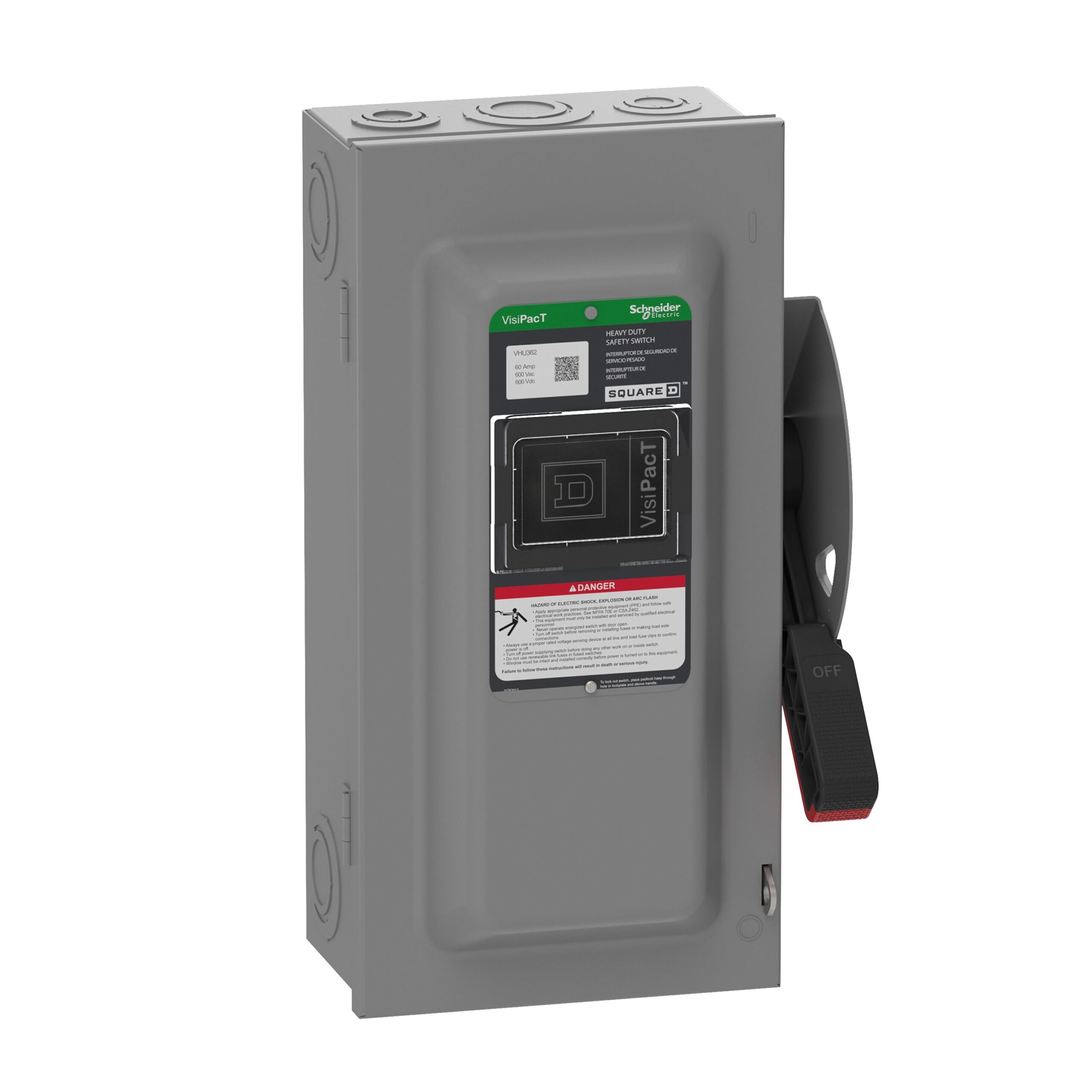 Square D VisiPacT 60 Amp Single phase/3-phase (600V) Non-fusible Indoor Heavy-duty Safety Switch Disconnect