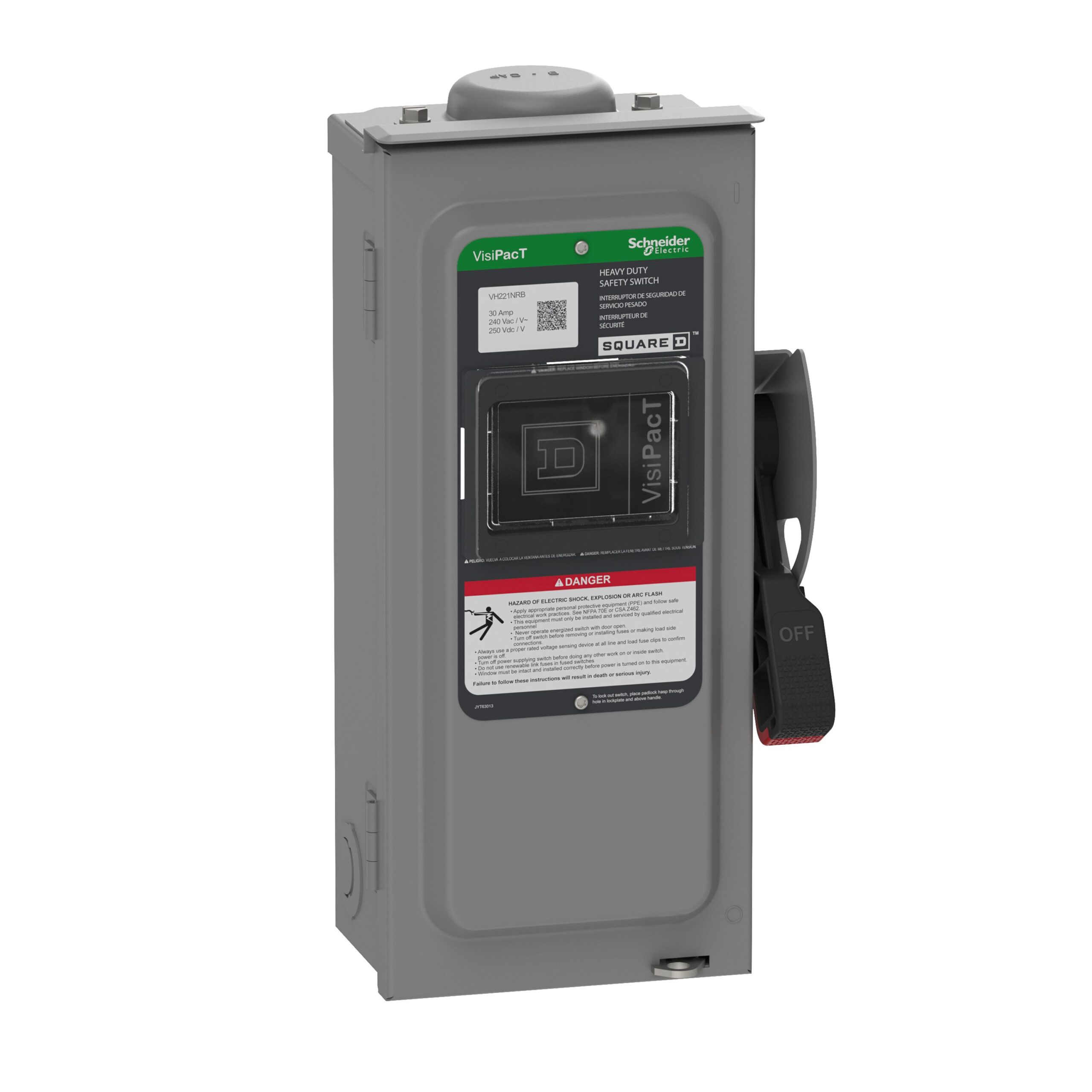 Square D VisiPacT 30 Amp Single phase/3-phase (240V) Fusible Outdoor Heavy-duty Safety Switch Disconnect