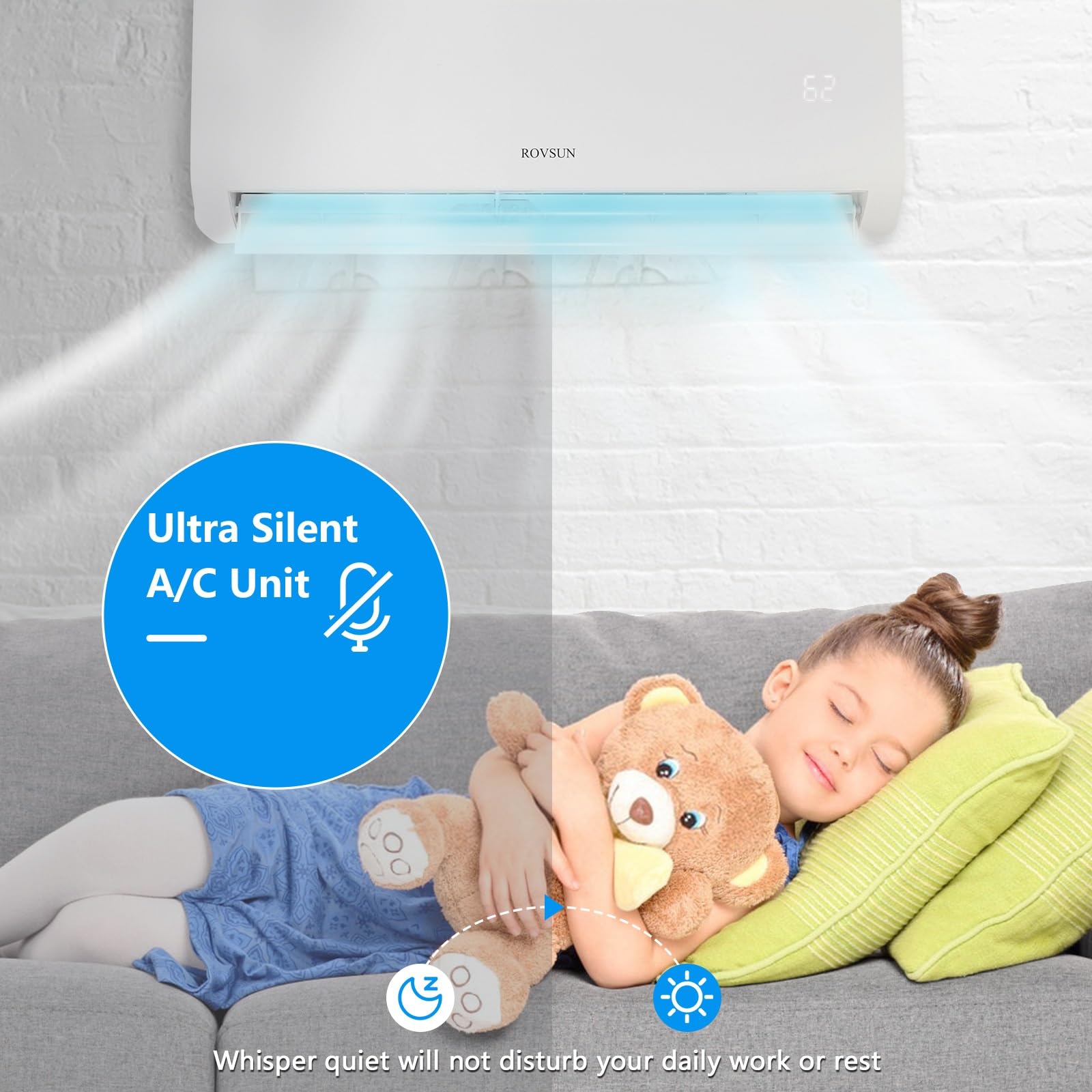 ROVSUN 9000 BTU 20 SEER 115V Pre-Charged Ductless Mini Split AC System/Inverter Split-System Wall Air Conditioner with Heat Pump Works with Alexa and WIFI