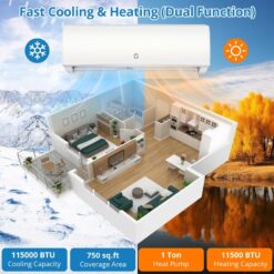 Garvee 11500 BTU Mini Split Air Conditioner and Heat Pump 17 SEER2 115V AC Cools Up to 750 Sq.Ft with Installation Kits