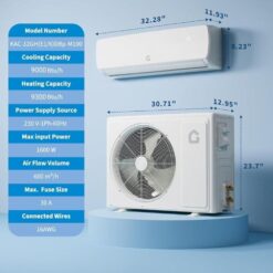 Garvee Ductless Mini Split AC 19 SEER2 9000 BTU Heat Pump for 450 SqFt 230V Ultra Quiet Inverter Air Conditioner System 3-in-1 White