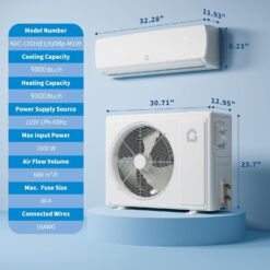 Garvee 9000 BTU Mini Split Air Conditioner Heat Pump 115V Energy Efficient Inverter Ductless System Complete Installation Kit