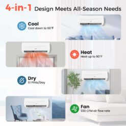 Costway 9000 BTU Mini Split Air Conditioner and Heater with 0.75 Ton Pre-Charged Heat Pump