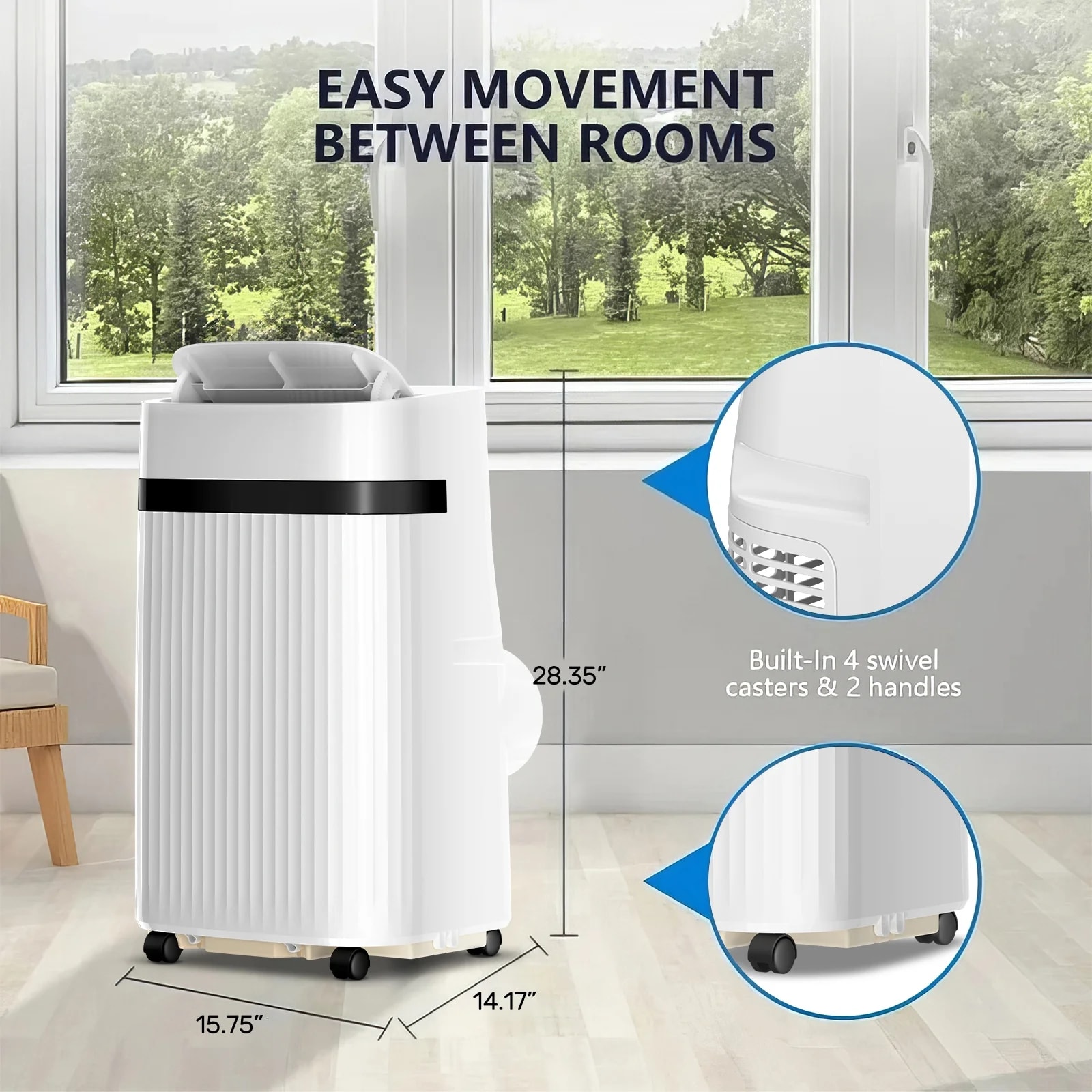Antarctic Star 8000 BTU DOE 115-Volt Vented Medium Room Portable Air Conditioner with Remote Included
