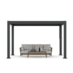 IdealHouse 10x12 FT Grey - Modern Louvered Pergola with Aluminum Frame Adjustable Louvers Integrated Drainage Weather Resistant Gazebo for Deck or Backyard