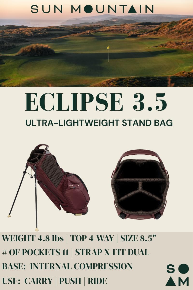 Sun Mountain Men's Eclipse 3.5 Lightweight Stand Golf Bag 4-Way Top -2025 Model, Snow Camo White
