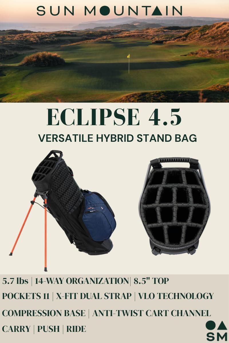 Sun Mountain Men's Eclipse 4.5 Lightweight VLO Hybrid Stand Golf Bag, 14-Way Top, 2026 Model