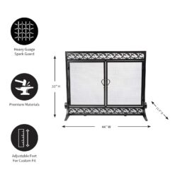 Evergreen Black 35-in to 43-in W x 27-1/2-in to 32-1/2-in H (Large) Cabinet-style Fireplace Doors with Clear Glass
