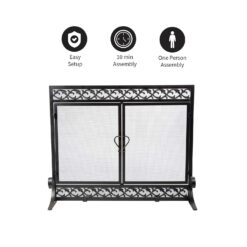 Evergreen Black 35-in to 43-in W x 27-1/2-in to 32-1/2-in H (Large) Cabinet-style Fireplace Doors with Clear Glass