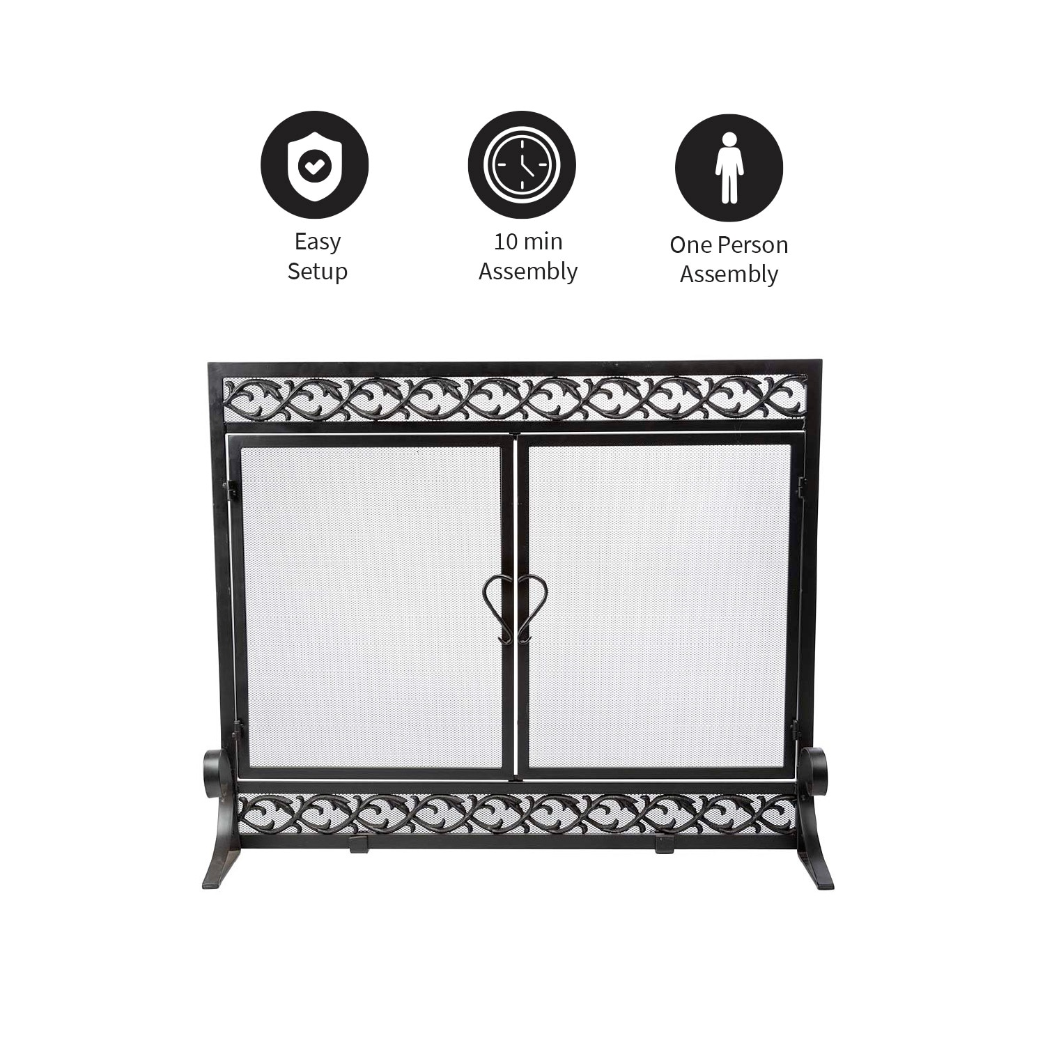 Evergreen Black 35-in to 43-in W x 27-1/2-in to 32-1/2-in H (Large) Cabinet-style Fireplace Doors with Clear Glass