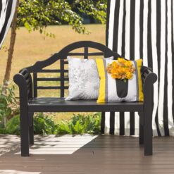 Evergreen 48 W x 36.5 H Black Eucalyptus Folding Bench