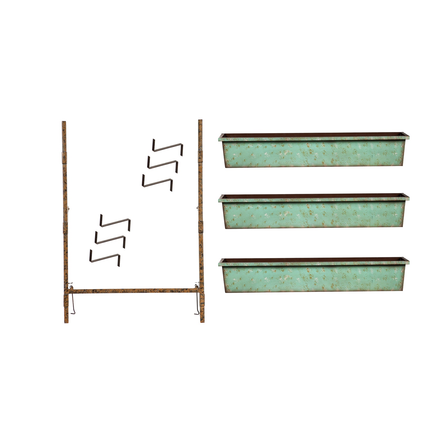 Evergreen Rectangle 13.0-in W x 40.0-in L x 36-in H Green Metal Indoor/Outdoor Planter