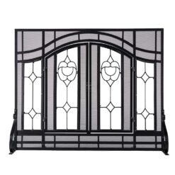 Evergreen Black 30-in to 37-in W x 25-1/2-in to 32-1/2-in H (Medium) Cabinet-style Fireplace Doors with Tempered Clear Glass