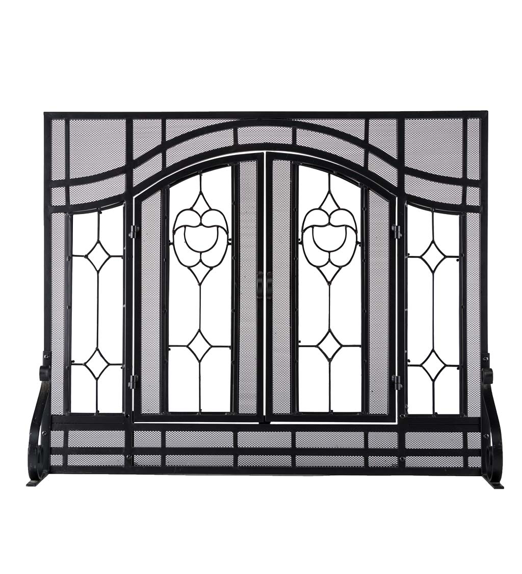 Evergreen Black 30-in to 37-in W x 25-1/2-in to 32-1/2-in H (Medium) Cabinet-style Fireplace Doors with Tempered Clear Glass