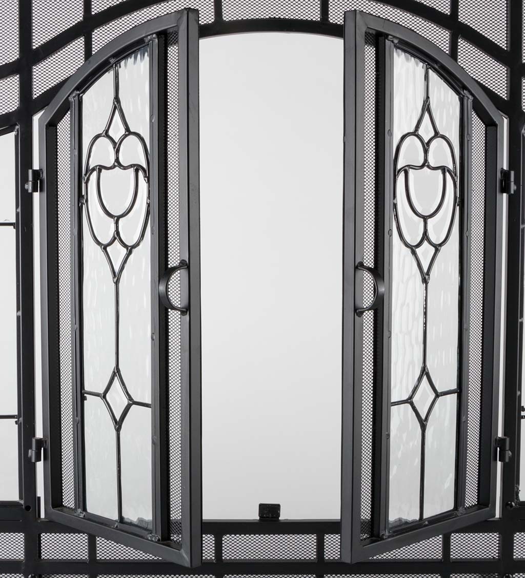 Evergreen Black 30-in to 37-in W x 25-1/2-in to 32-1/2-in H (Medium) Cabinet-style Fireplace Doors with Tempered Clear Glass