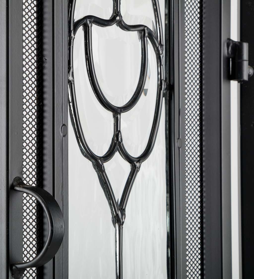 Evergreen Black 30-in to 37-in W x 25-1/2-in to 32-1/2-in H (Medium) Cabinet-style Fireplace Doors with Tempered Clear Glass