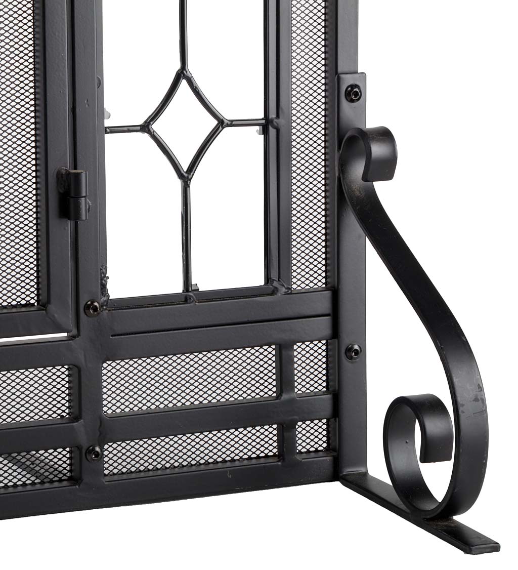 Evergreen Black 30-in to 37-in W x 25-1/2-in to 32-1/2-in H (Medium) Cabinet-style Fireplace Doors with Tempered Clear Glass