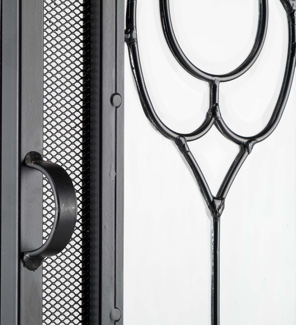 Evergreen Black 30-in to 37-in W x 25-1/2-in to 32-1/2-in H (Medium) Cabinet-style Fireplace Doors with Tempered Clear Glass