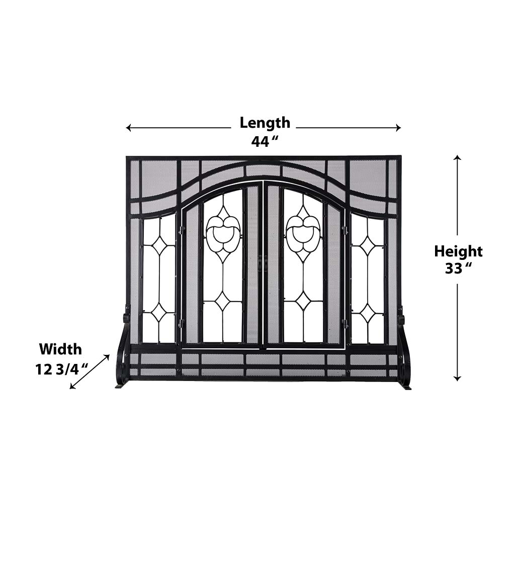 Evergreen Black 30-in to 37-in W x 25-1/2-in to 32-1/2-in H (Medium) Cabinet-style Fireplace Doors with Tempered Clear Glass