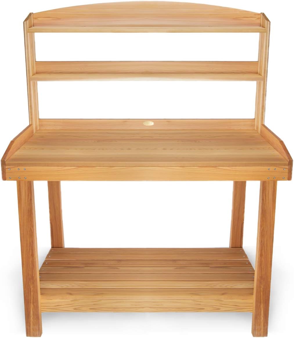 All Things Cedar 47-in x 61-in x 24-in Natural Cedar Potting Bench
