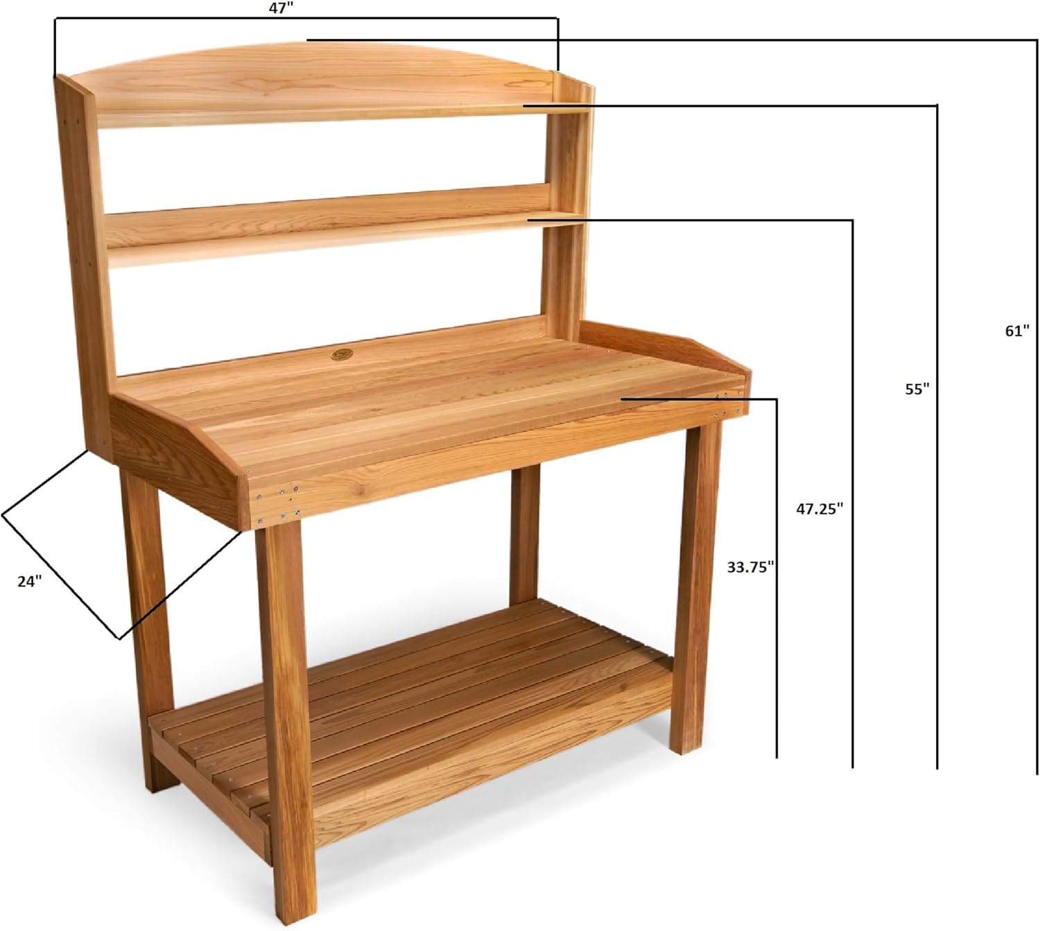 All Things Cedar 47-in x 61-in x 24-in Natural Cedar Potting Bench