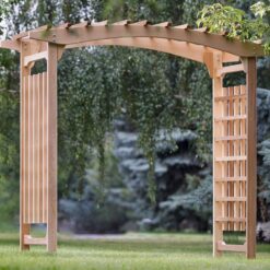 All Things Cedar 7.83-ft W x 7.25-ft H Arched Natural Wood Cedar Garden Arbor