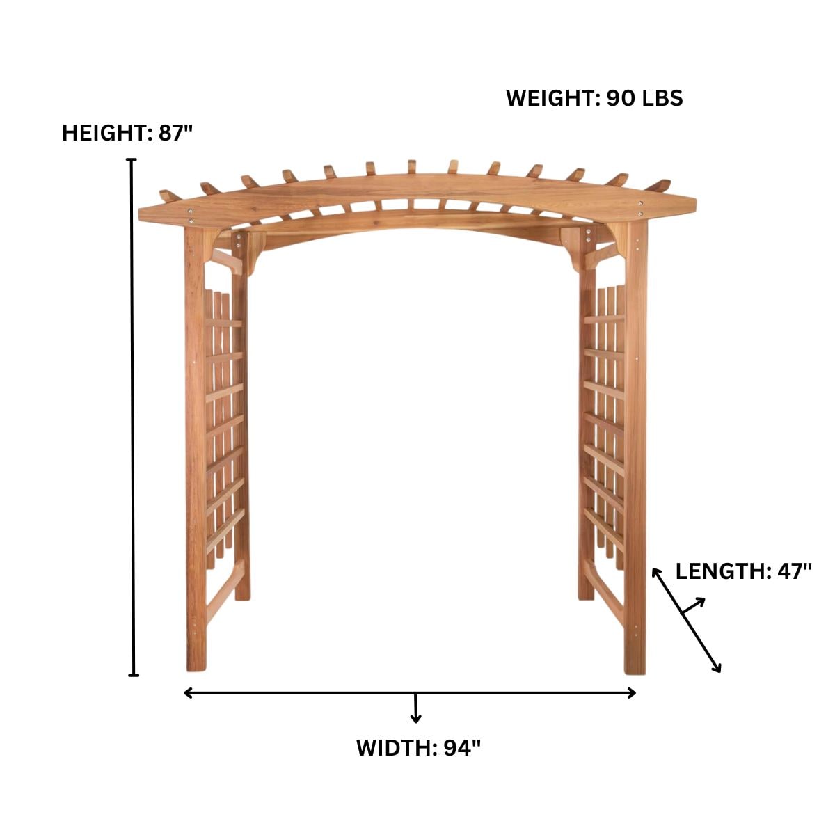 All Things Cedar 7.83-ft W x 7.25-ft H Arched Natural Wood Cedar Garden Arbor