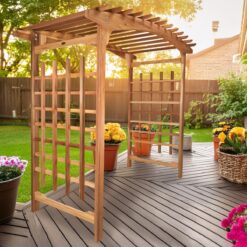 All Things Cedar 7.83-ft W x 7.25-ft H Arched Natural Wood Cedar Garden Arbor