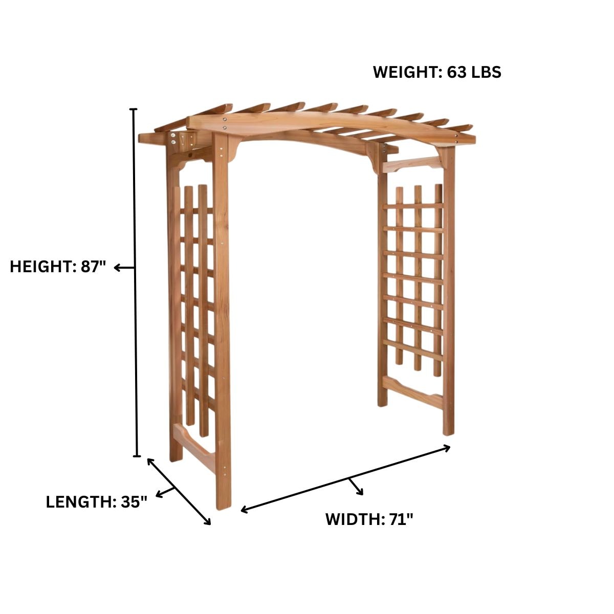 All Things Cedar 5.92-ft W x 7.25-ft H Arched Natural Wood Cedar Garden Arbor