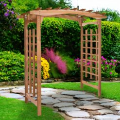 All Things Cedar 5.92-ft W x 7.25-ft H Arched Natural Wood Cedar Garden Arbor