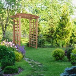 All Things Cedar 5.92-ft W x 7.25-ft H Arched Natural Wood Cedar Garden Arbor