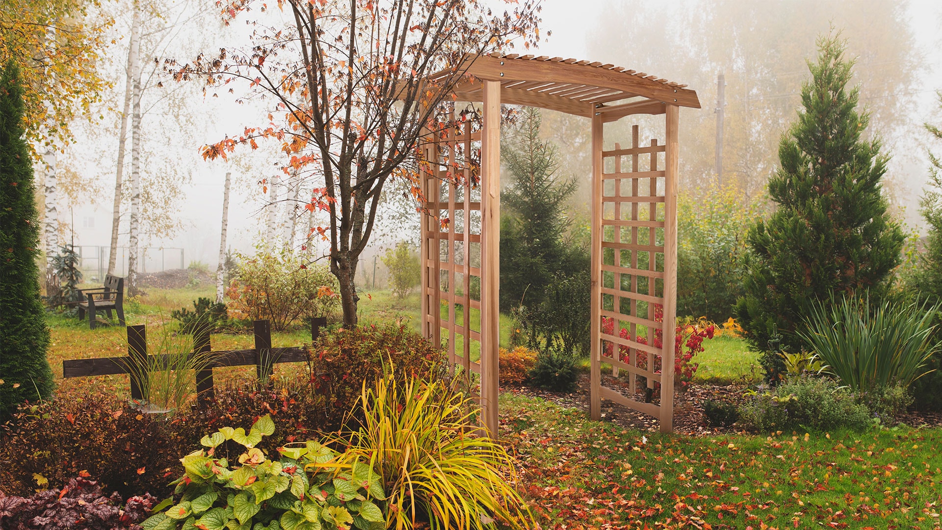All Things Cedar 5.92-ft W x 7.25-ft H Arched Natural Wood Cedar Garden Arbor