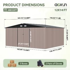 AOXUN 14-ft x 12-ft Economy Series Galvanized steel Metal Storage Shed