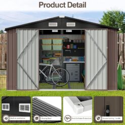 AOXUN 10-ft x 8-ft Economy Series Galvanized steel Metal Storage Shed
