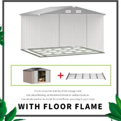 AOXUN 10-ft x 8-ft Economy Series Galvanized steel Metal Storage Shed