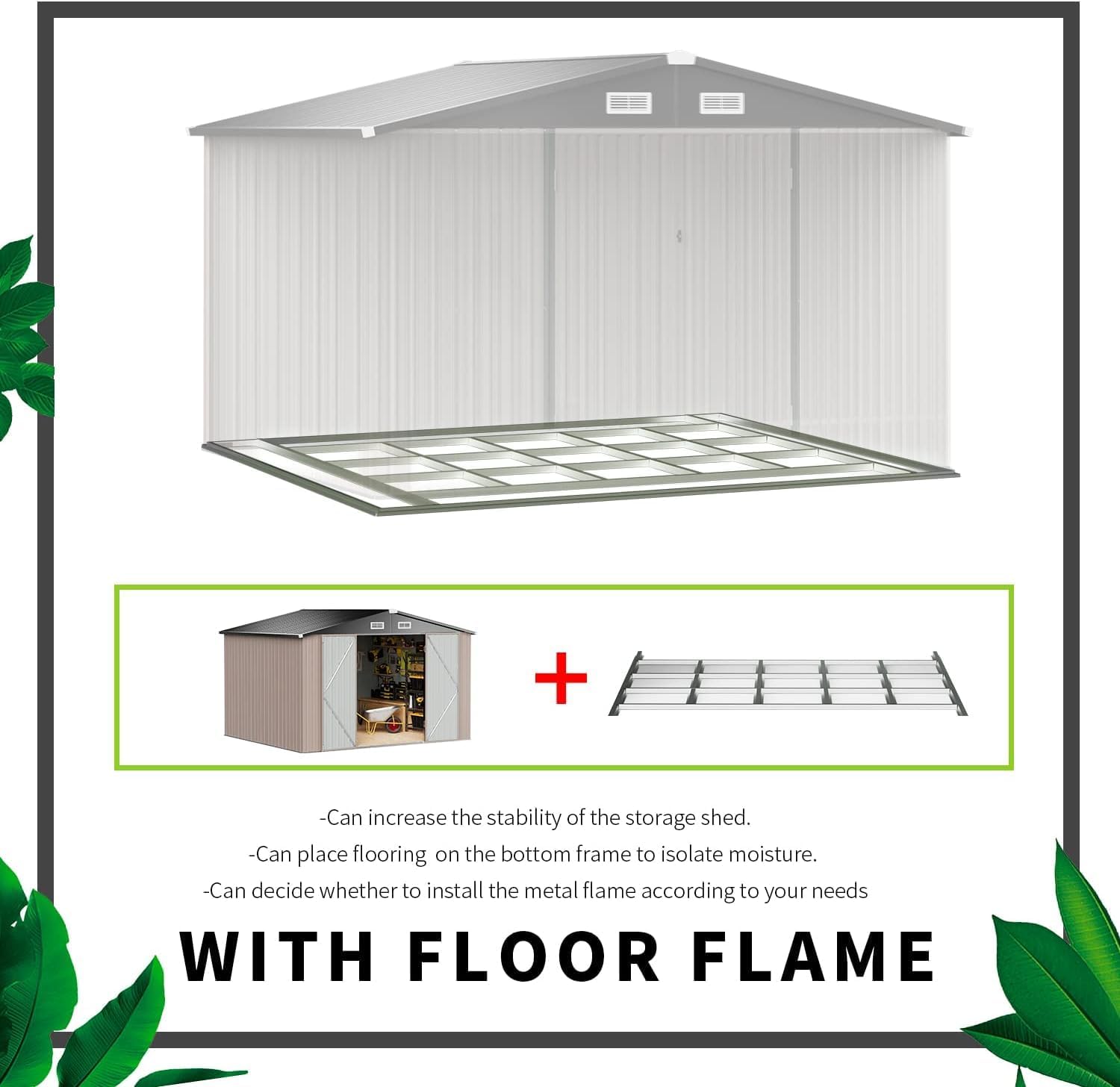 AOXUN 10-ft x 8-ft Economy Series Galvanized steel Metal Storage Shed