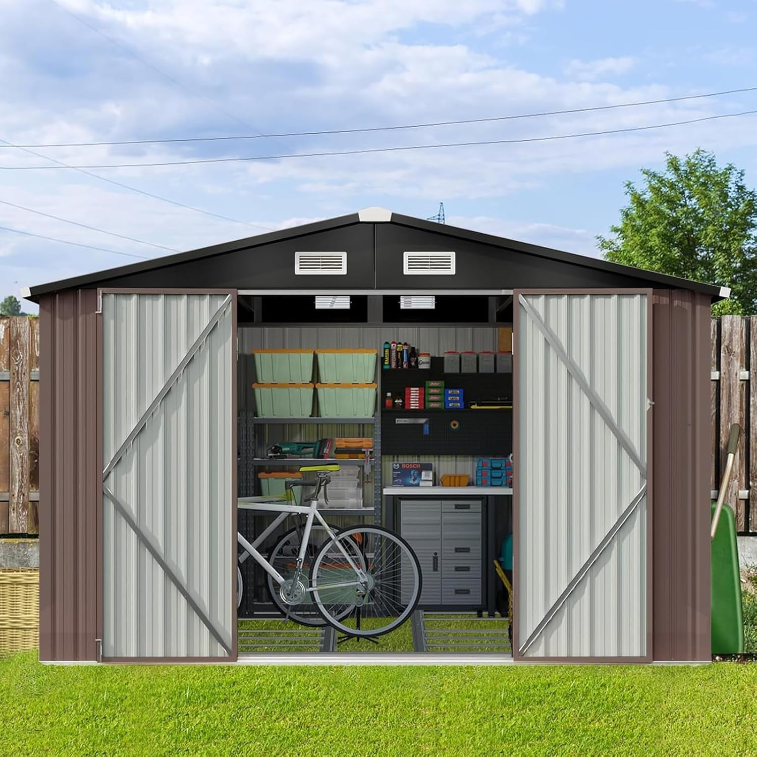 AOXUN 10-ft x 8-ft Economy Series Galvanized steel Metal Storage Shed