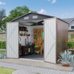 AOXUN 8-ft x 6-ft Economy Series Galvanized steel Metal Storage Shed (Floor Included)