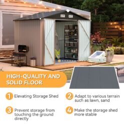 AOXUN 8-ft x 6-ft Economy Series Galvanized steel Metal Storage Shed (Floor Included)
