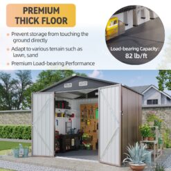 AOXUN 8-ft x 6-ft Economy Series Galvanized steel Metal Storage Shed (Floor Included)