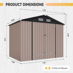 AOXUN 8-ft x 6-ft Economy Series Galvanized steel Metal Storage Shed (Floor Included)
